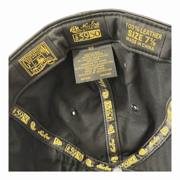 Red Sox MLB New Era 59FIFTY Fitted Sz 7 3/8 Black Leather Gold - Picture 7 of 8